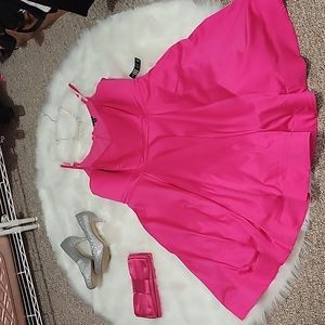 NWT TORRID SPECIAL OCCASION HOT PINK SATIN SKATER DRESS